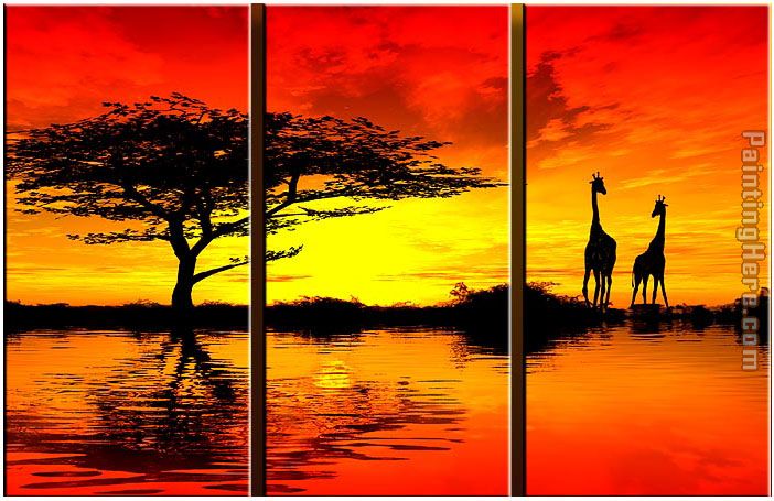 AFRICAN SUNSET II painting - landscape AFRICAN SUNSET II art painting